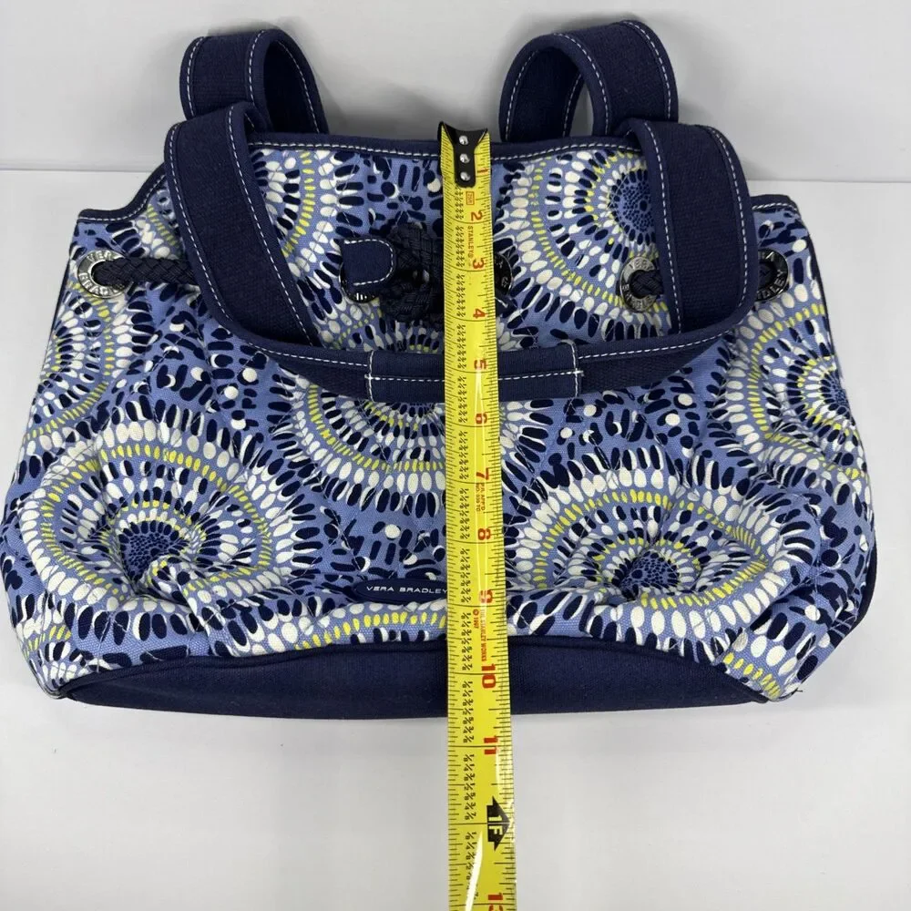 Vera Bradley Bag Blue White Yellow Medallion Double Handle Rope Accent Retired